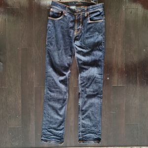 Nudie Thin Finn, Organic Dry Ecru Embo raw denim jeans, 32x32, NWOT
